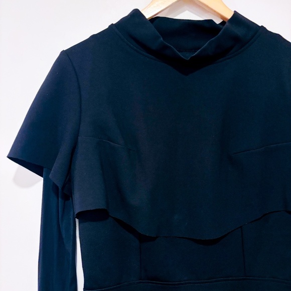 MARTIN DHUST | Black mini dress with frill | Sleek evening style | Medium * - Picture 2 of 9